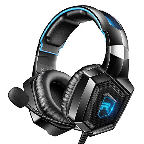 Gaming Headset For Ps5 Ps4 Pc Xbox One, Surround Sound Over Ear Headphones  With Mic, Led Light For Mac Laptop Switch Playstation Xbox Series X/s -blue