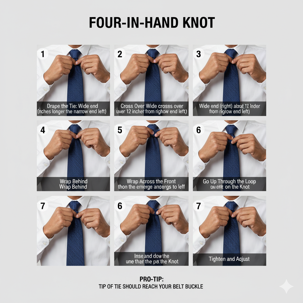 Hand Making A Four 👔 The Beginner's Guide to Tying the Four-in-Hand Knot – AOP3D tech