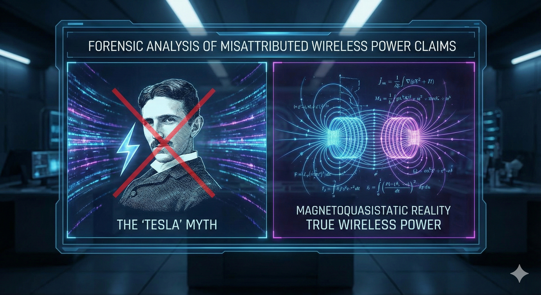 Forensic Analysis of Misattributed Wireless Power Claims: The "Tesla" Myth vs. Magnetoquasistatic Reality