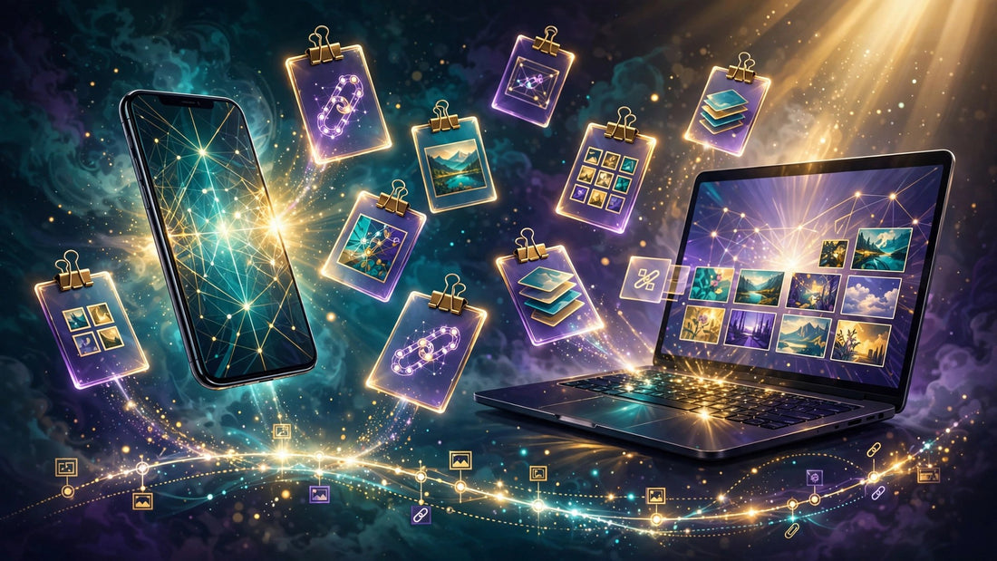 Clipboard history illustration with floating copied text cards