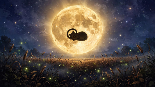 The Cat Curled Inside the Harvest Moon