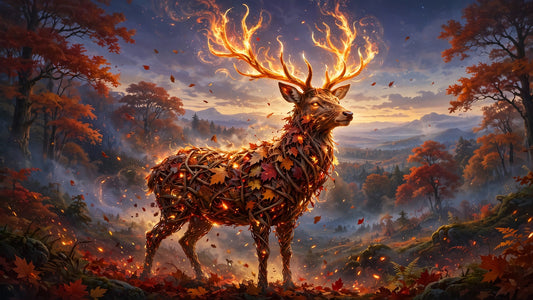 the stag made of autumn embers