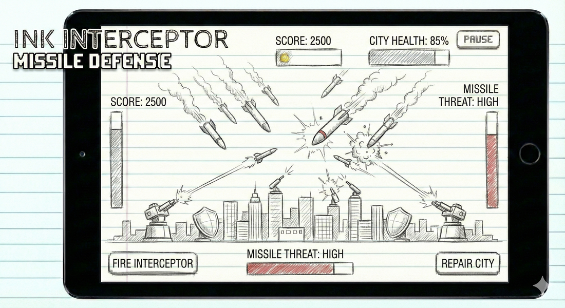 DOODLE Ink Interceptor  MISSILE DEFENSE GAME