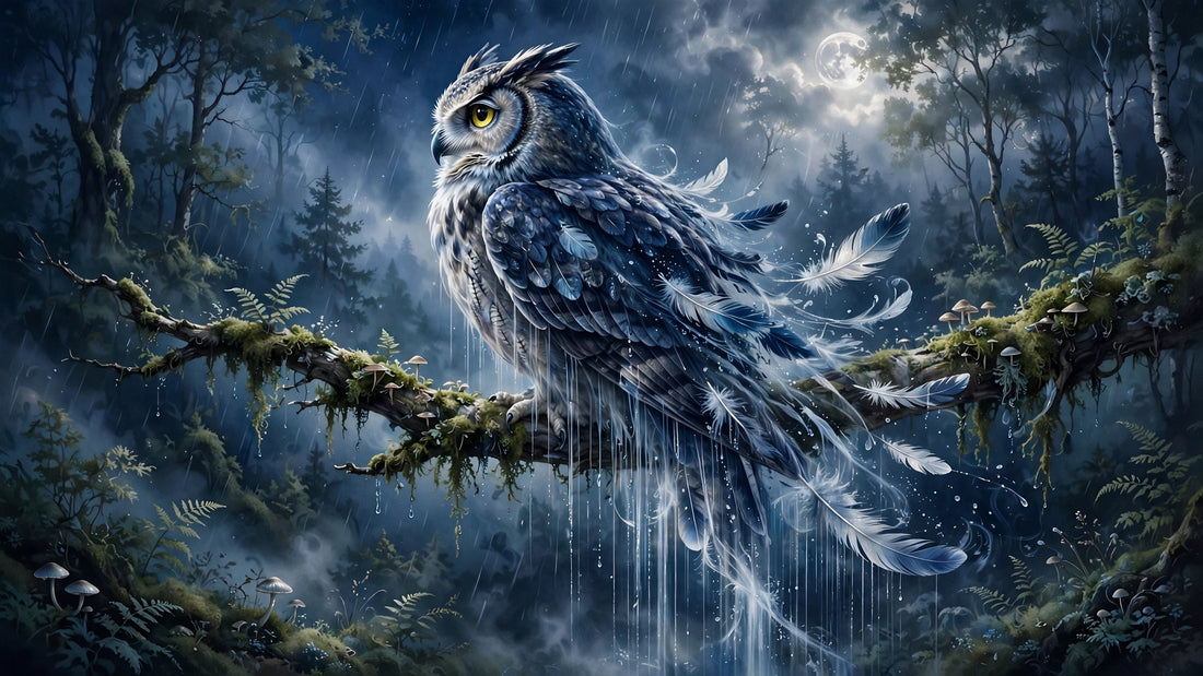 the owl stitched from midnight rain