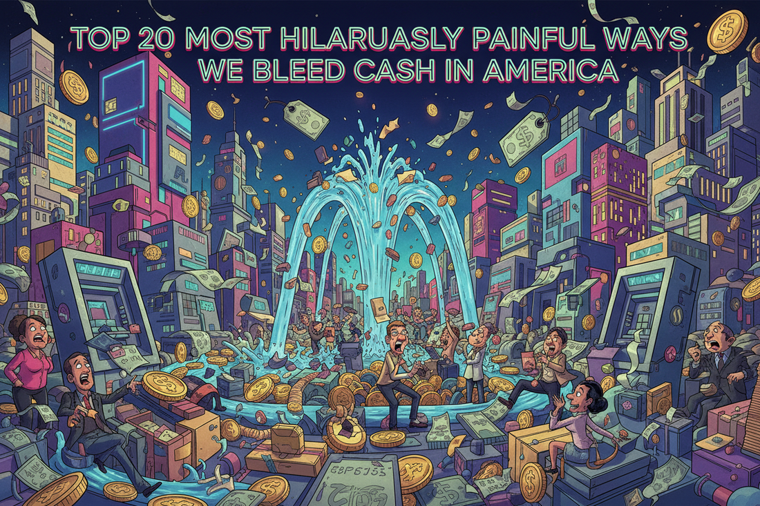 the top 20 most hilariously painful ways we bleed cash in America—AOP3D style.