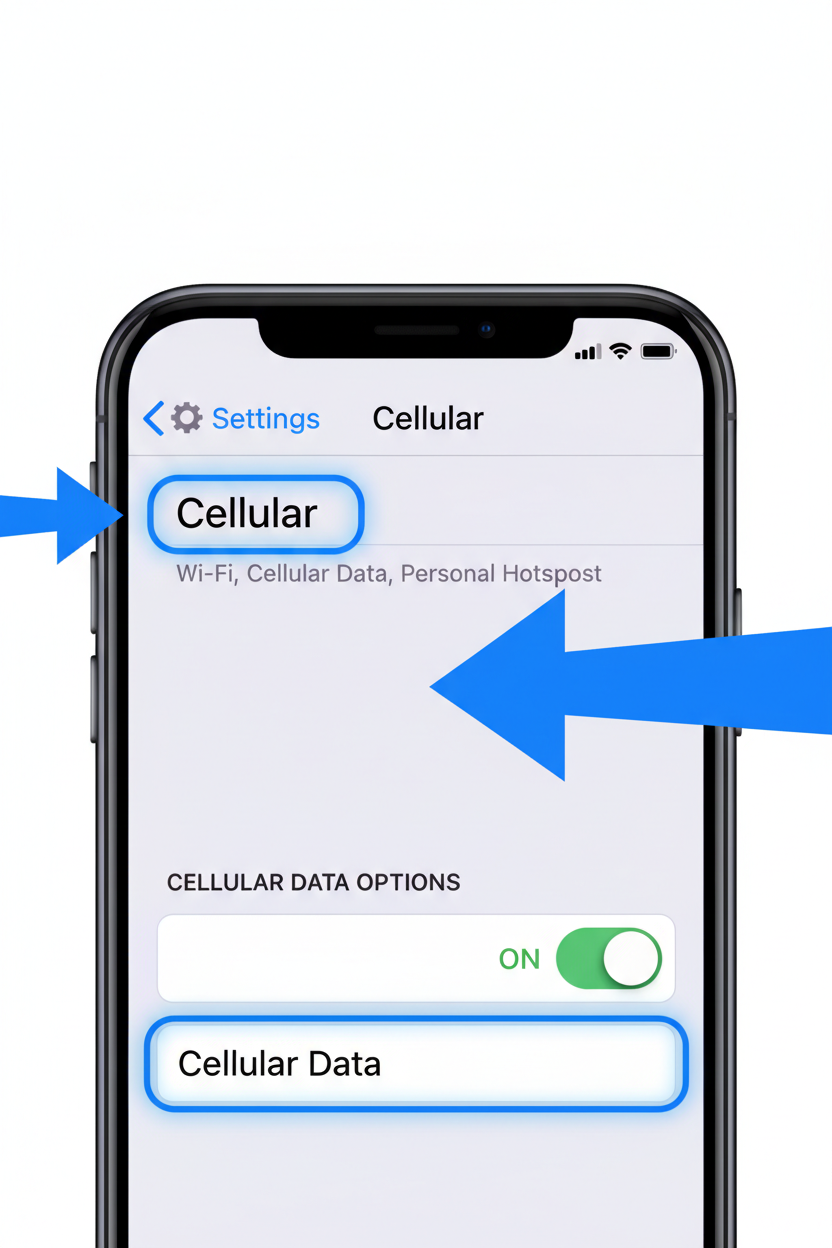 how2 turn on cellular data on your iphone