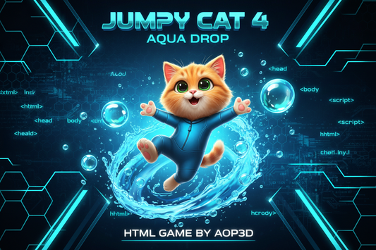 jumpy cat 4 aqua drop html game by aop3d