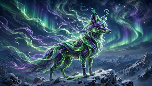 the fox made of aurora