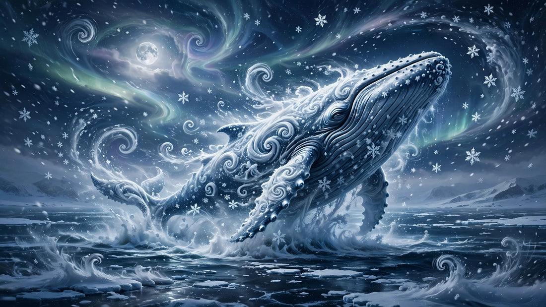 the whale made of falling snow