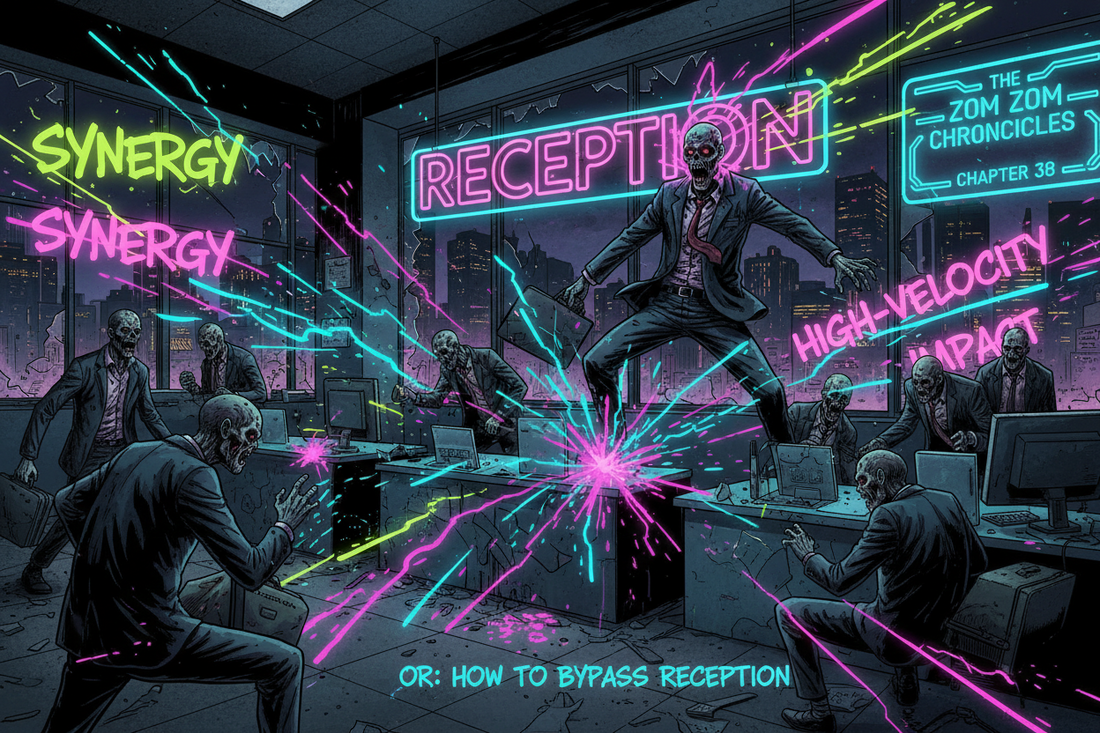 THE ZOM ZOM CHRONICLES ( CHAPTER 38 ) Post Title: Synergy, Disruption, and High-Velocity Impact (Or: How to Bypass Reception)