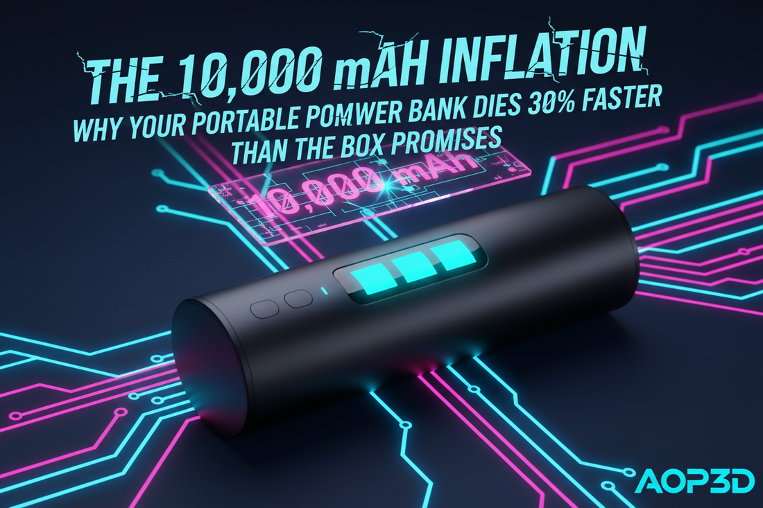 Featured image: The "10,000 mAh" Inflation: Why Your Portable Power Bank Dies 30% Faster Than the Box Promises ( BY AOP3D )