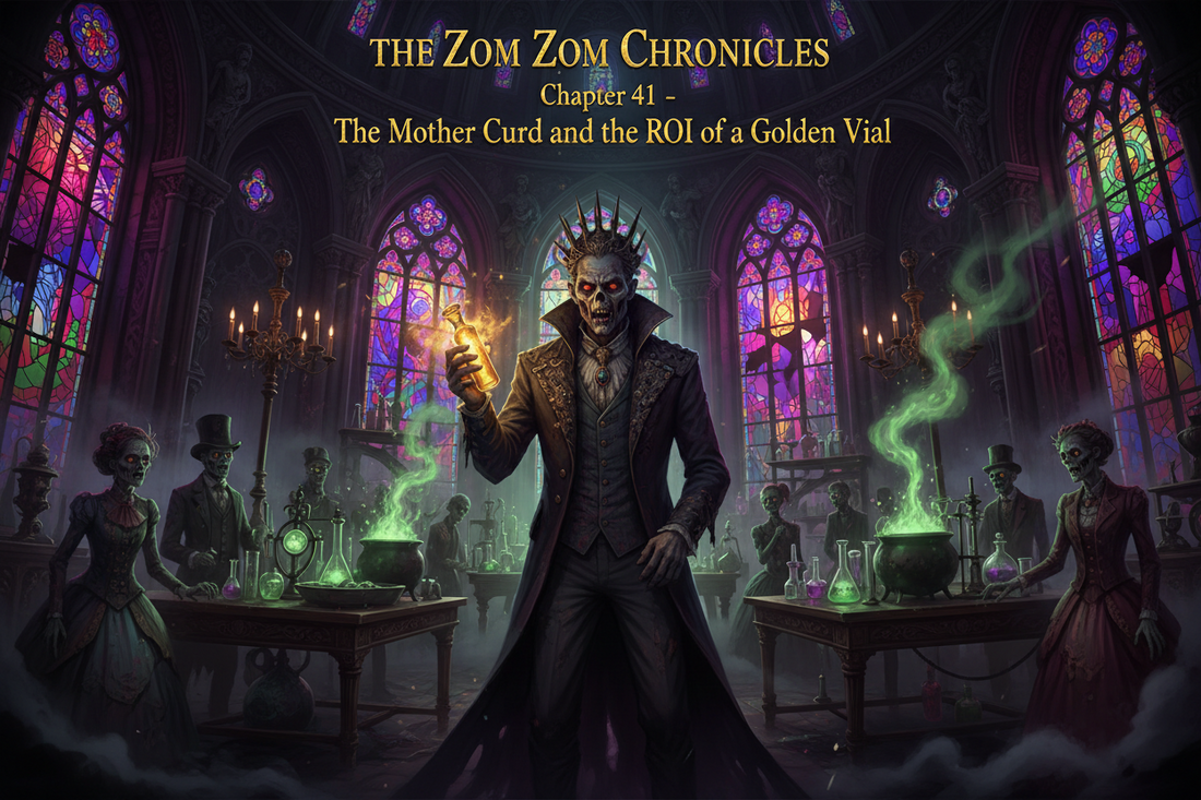 THE  ZOM ZOM CHRONICLES ( CHAPTER 41 ) The Mother  Curd and the ROI of a Golden Vial