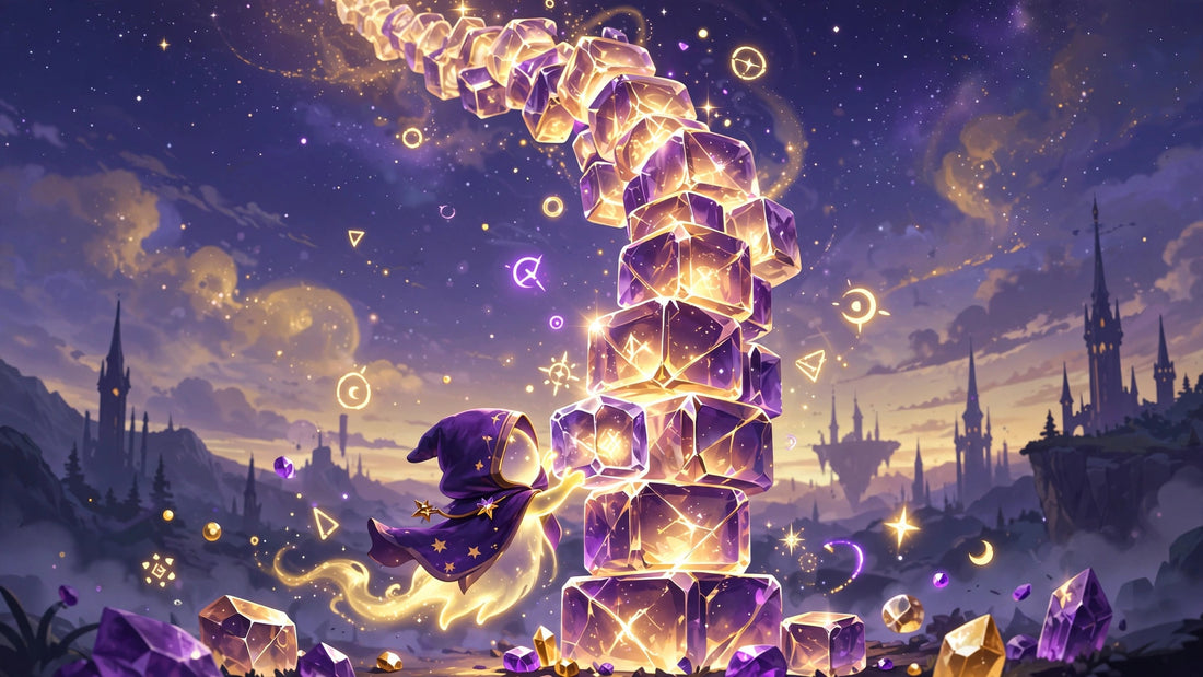 Wizard's Tower Stack - crystal tower stacking game illustration