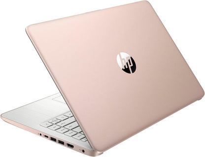 HP Essential Laptop, 14" HD Display, Intel Celeron N4120, 16GB RAM, 64GB eMMC, Webcam, HDMI, Wi-Fi, RJ-45, 1 Year Office 365, Windows 11 Home, Rose Gold - AOP3D tech
