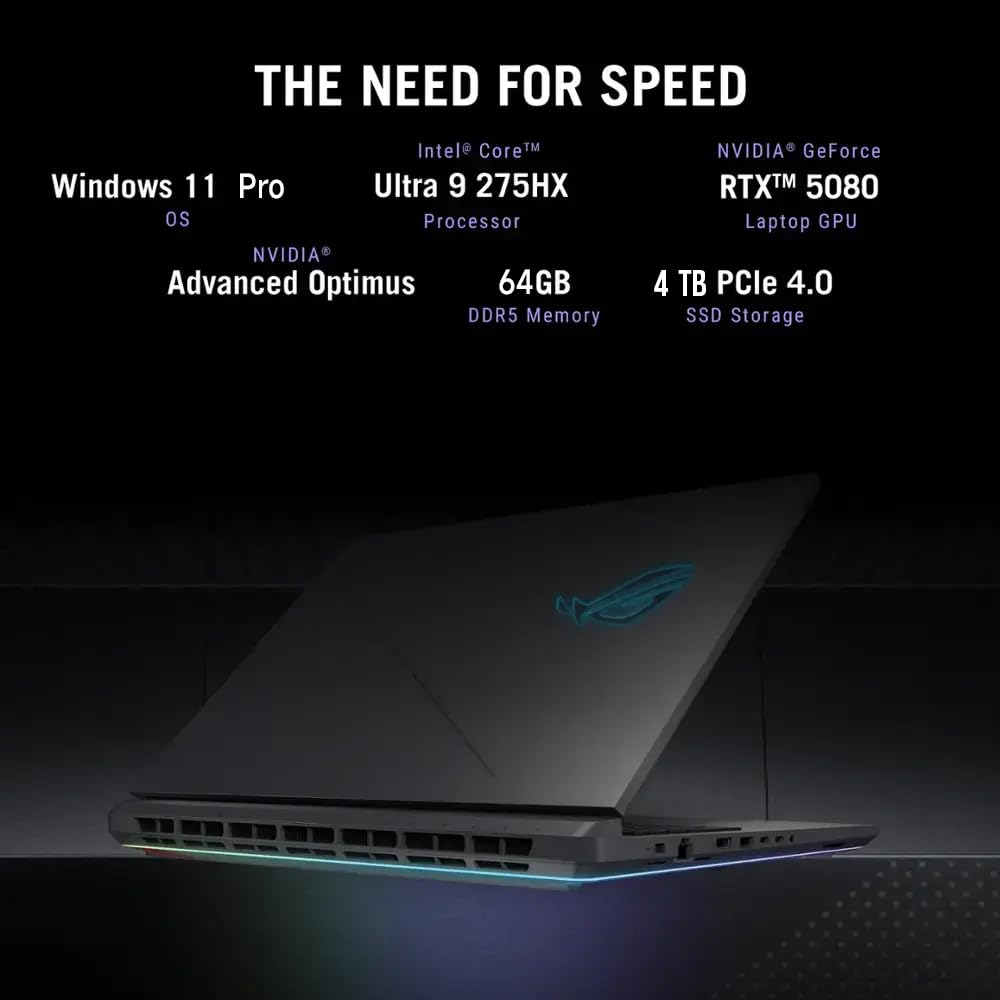 ASUS ROG Strix G18 Gaming Laptop 2025, Intel Ultra 9 275HX(24 Cores), NVIDIA GeForce RTX 5080, 18 Inch 2.5K 240Hz Display, 64GB DDR5, 4TB SSD, WiFi 7, Backlit Keyboard, Windows 11 Pro, Accessories - AOP3D tech