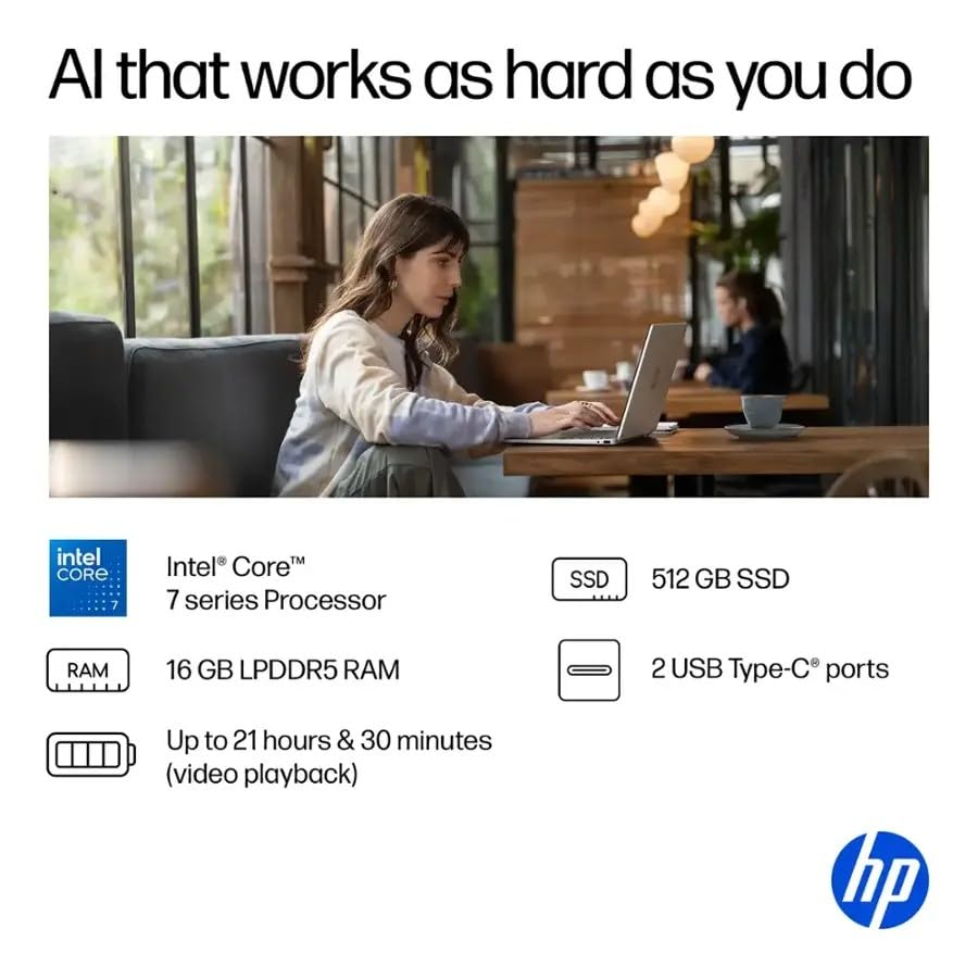 HP OmniBook 5 Flip 2-in-1 Touch Screen i7 Laptop, 16GB DDR5 RAM 1TB SSD Intel Core 7 150U Processor(Beat i7 1355U), 14" FHD+IPS Display, Backlit Keyboard, Wi-Fi 6E, 5MP IR Privacy Camera, Win 11 Pro - AOP3D tech