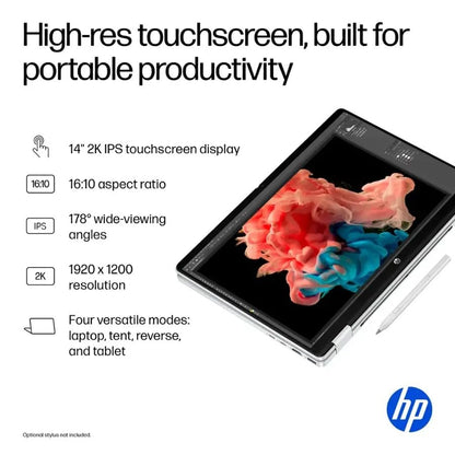 HP OmniBook 5 Flip 2-in-1 Touch Screen i7 Laptop, 16GB DDR5 RAM 1TB SSD Intel Core 7 150U Processor(Beat i7 1355U), 14" FHD+IPS Display, Backlit Keyboard, Wi-Fi 6E, 5MP IR Privacy Camera, Win 11 Pro - AOP3D tech