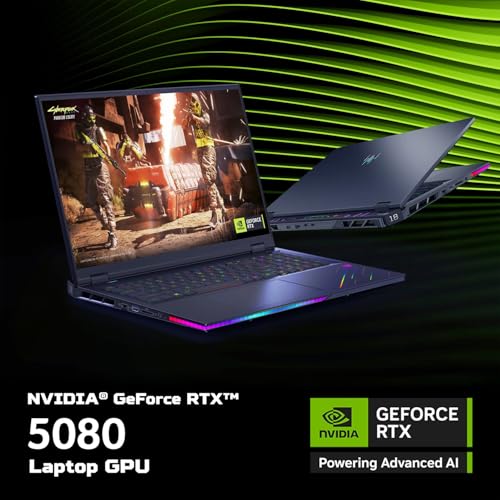 Acer Predator Helios 18 AI AI Gaming Laptop 18" WQXGA (Intel Ultra 9-275HX, GeForce RTX 5080 16GB, 64GB DDR5, 4TB PCIe SSD, Win 11 Home) - AOP3D tech