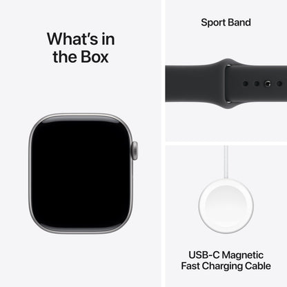 Apple Watch Series 11 [GPS 46mm] Smartwatch with Space Gray Aluminum Case with Black Sport Band - M/L. Sleep Score, Fitness Tracker, Health Monitoring, Always-On Display, Water Resistant - AOP3D tech
