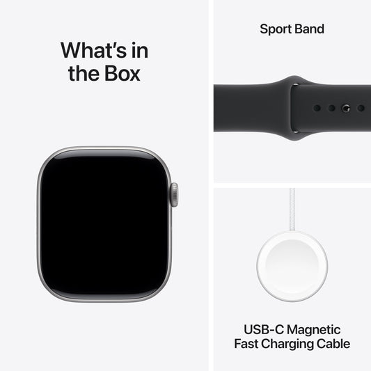Apple Watch Series 11 [GPS 46mm] Smartwatch with Space Gray Aluminum Case with Black Sport Band - M/L. Sleep Score, Fitness Tracker, Health Monitoring, Always-On Display, Water Resistant - AOP3D tech