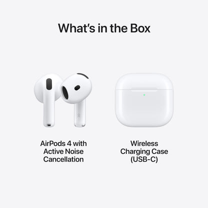 Apple AirPods 4 Wireless Earbuds, Bluetooth Headphones, with Active Noise Cancellation, Adaptive Audio, Transparency Mode, Personalized Spatial Audio, USB-C Charging Case, Wireless Charging, H2 Chip - AOP3D tech