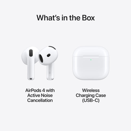 Apple AirPods 4 Wireless Earbuds, Bluetooth Headphones, with Active Noise Cancellation, Adaptive Audio, Transparency Mode, Personalized Spatial Audio, USB-C Charging Case, Wireless Charging, H2 Chip - AOP3D tech