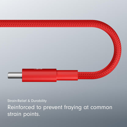 Beats USB-A to USB-C Woven Cable Fast Charging Durable and Tangle-Free Design Compatible Charger for Apple & Android Devices (1.5 m, 5 ft) - Rapid Red - AOP3D tech