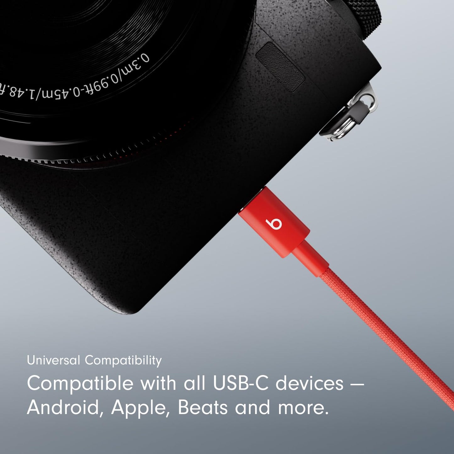 Beats USB-A to USB-C Woven Cable Fast Charging Durable and Tangle-Free Design Compatible Charger for Apple & Android Devices (1.5 m, 5 ft) - Rapid Red - AOP3D tech