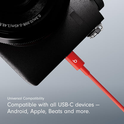 Beats USB-A to USB-C Woven Cable Fast Charging Durable and Tangle-Free Design Compatible Charger for Apple & Android Devices (1.5 m, 5 ft) - Rapid Red - AOP3D tech