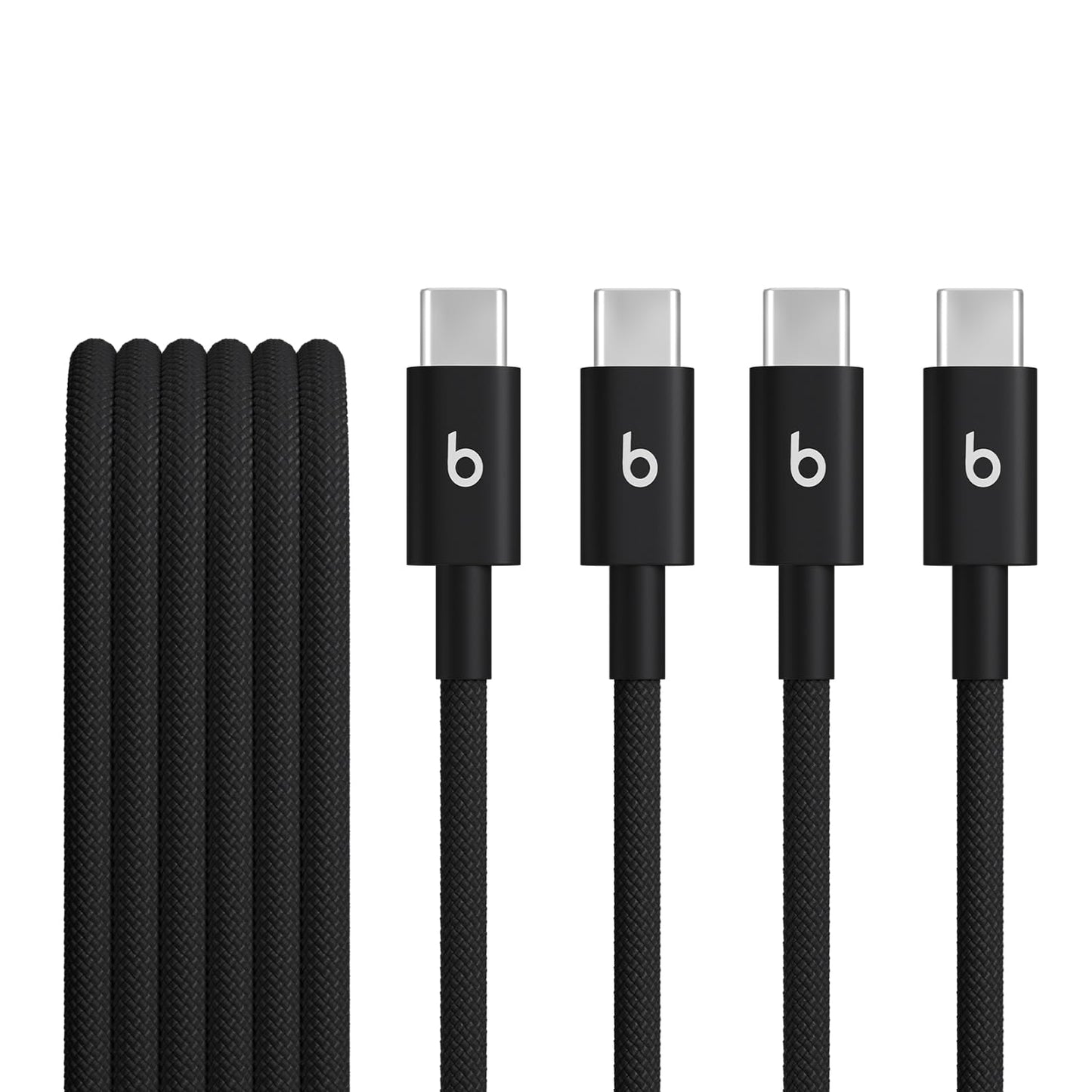 Beats USB-C to USB-C Woven Cable 2 Pack Fast Charging Durable/Tangle-Free Compatible Charger for Apple & Android Devices (1.5 m, 5 ft) - Bolt Black - AOP3D tech