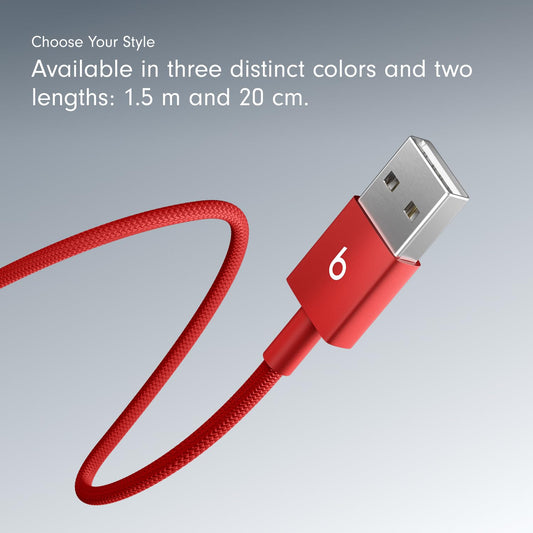 Beats USB-A to USB-C Woven Cable Fast Charging Durable and Tangle-Free Design Compatible Charger for Apple & Android Devices (1.5 m, 5 ft) - Rapid Red - AOP3D tech