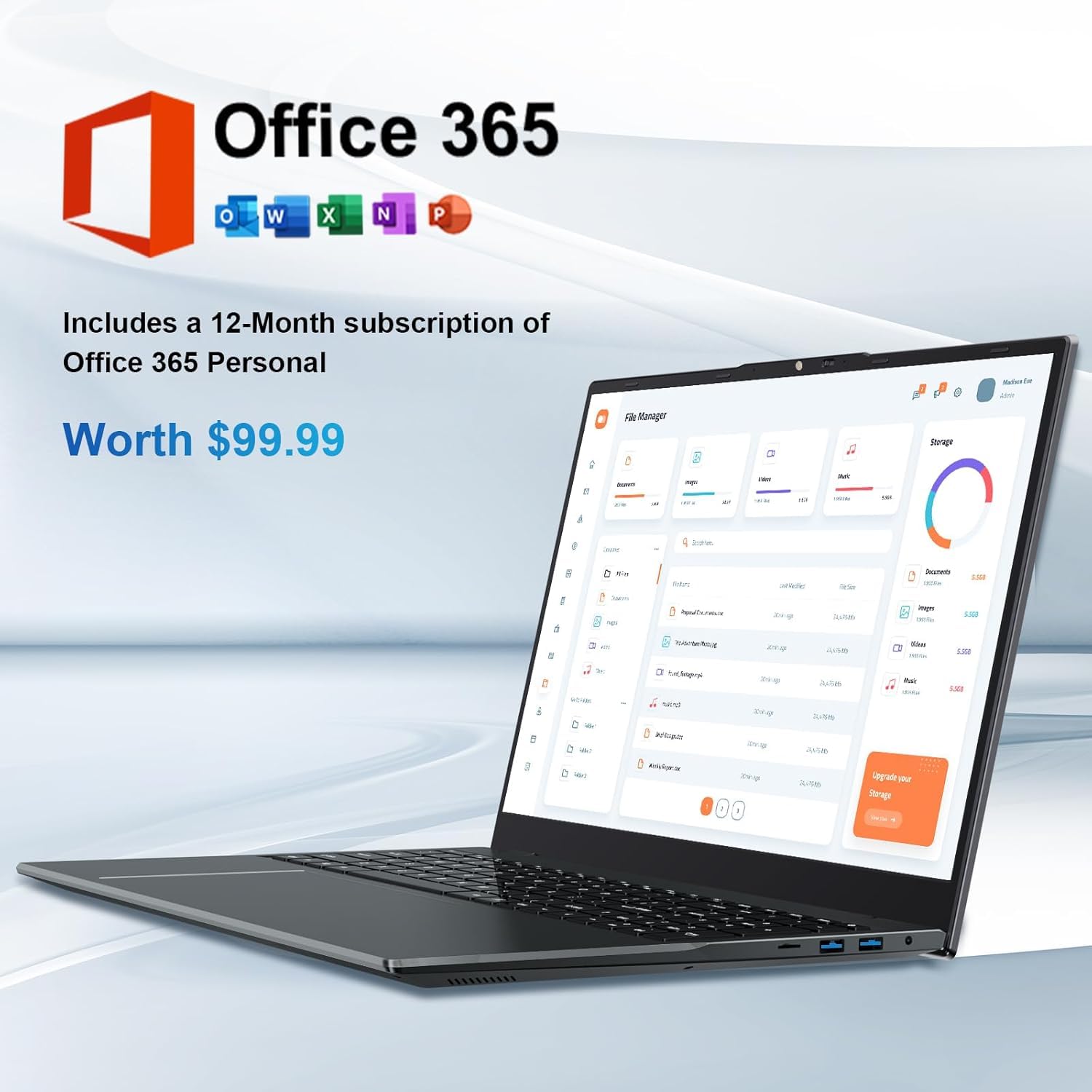 2025 17.6 Inch Laptop Computer with Office 365, 16GB RAM 640GB Storage, N5095 CPU, Windows 11, WiFi 6, Bluetooth 5.2, Backlit keyboard, Portable Thin Business Student Laptops for Work, School, Travel - AOP3D tech
