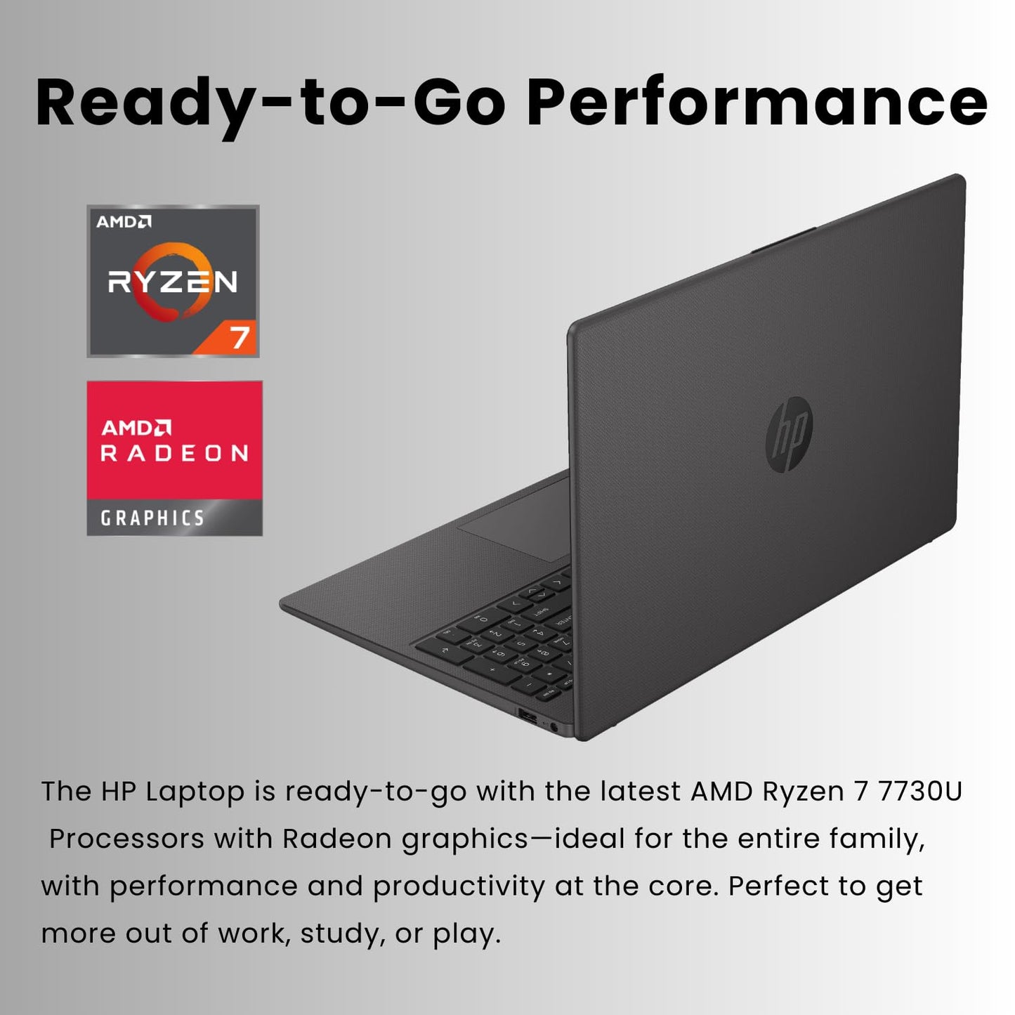 HP 255 G10 15.6" FHD Business Laptop, AMD Ryzen 7 7730U, 32GB RAM, 1TB PCIe SSD, Numeric Keypad, Webcam, Wi-Fi 6, HDMI, Windows 11 Pro, Black - AOP3D tech