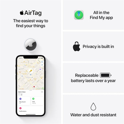 Apple AirTag 4 Pack. Keep Track of and find Your Keys, Wallet, Luggage, Backpack, and More. Simple one-tap Set up with iPhone or iPad - AOP3D tech