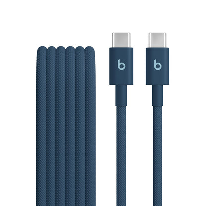 Beats USB-C to USB-C Woven Cable Fast Charging Durable/Tangle-Free Compatible Charger for Apple & Android Devices (1.5 m, 5 ft) - Nitro Navy - AOP3D tech