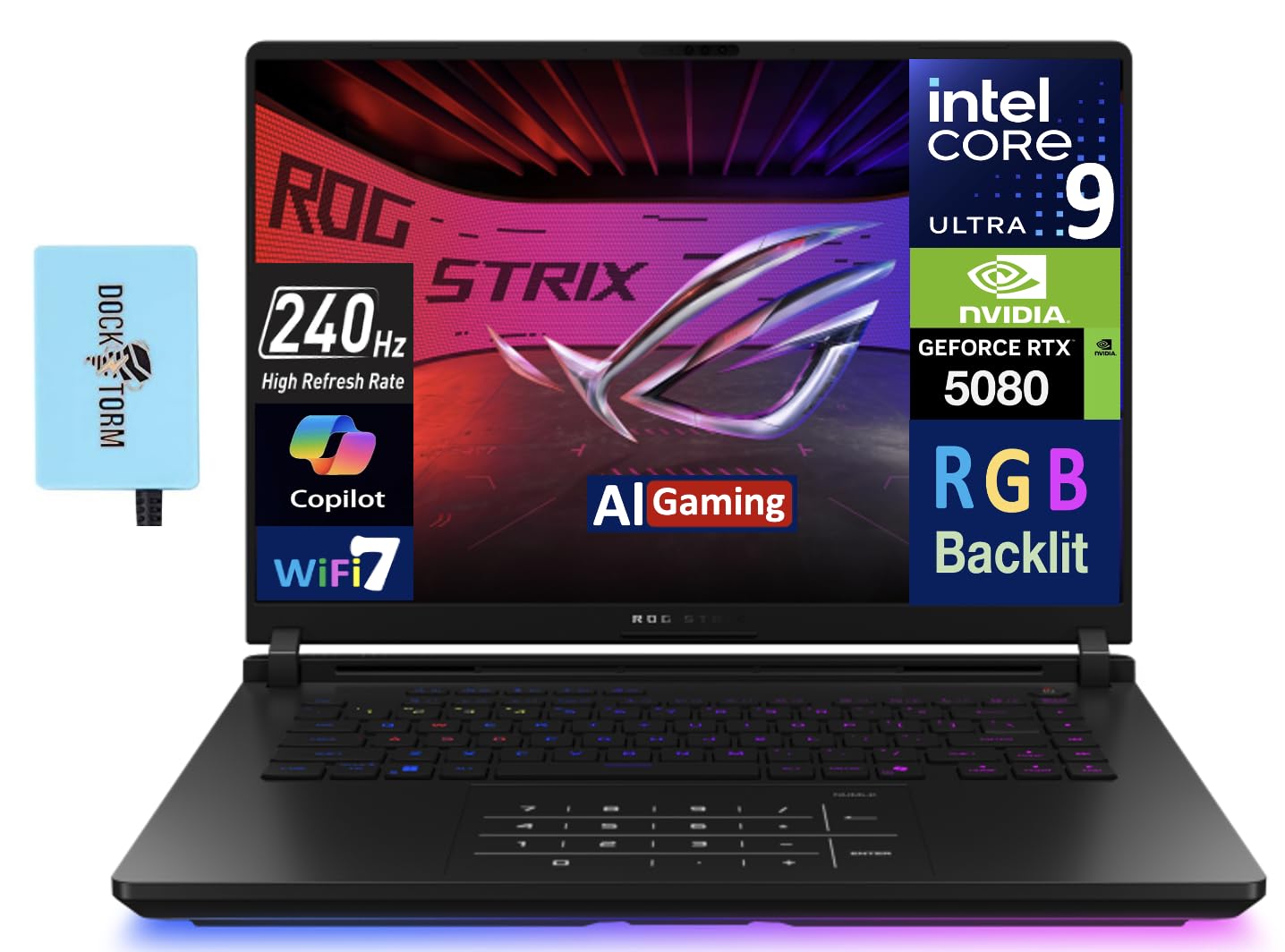 ASUS ROG Strix Scar 16 (2025) AI Gaming Laptop, 16" 2.5K ROG Nebula HDR Mini LED 240Hz Display, Intel Core Ultra 9-275HX, GeForce RTX 5080 16GB, 64GB DDR5, 8TB PCIe SSD, Windows 11 Pro, w/USB Hub - AOP3D tech