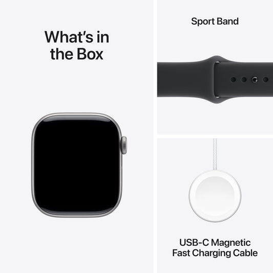 Apple Watch Series 11 [GPS 42mm] Smartwatch with Space Gray Aluminum Case with Black Sport Band - S/M. Sleep Score, Fitness Tracker, Health Monitoring, Always-On Display, Water Resistant - AOP3D tech