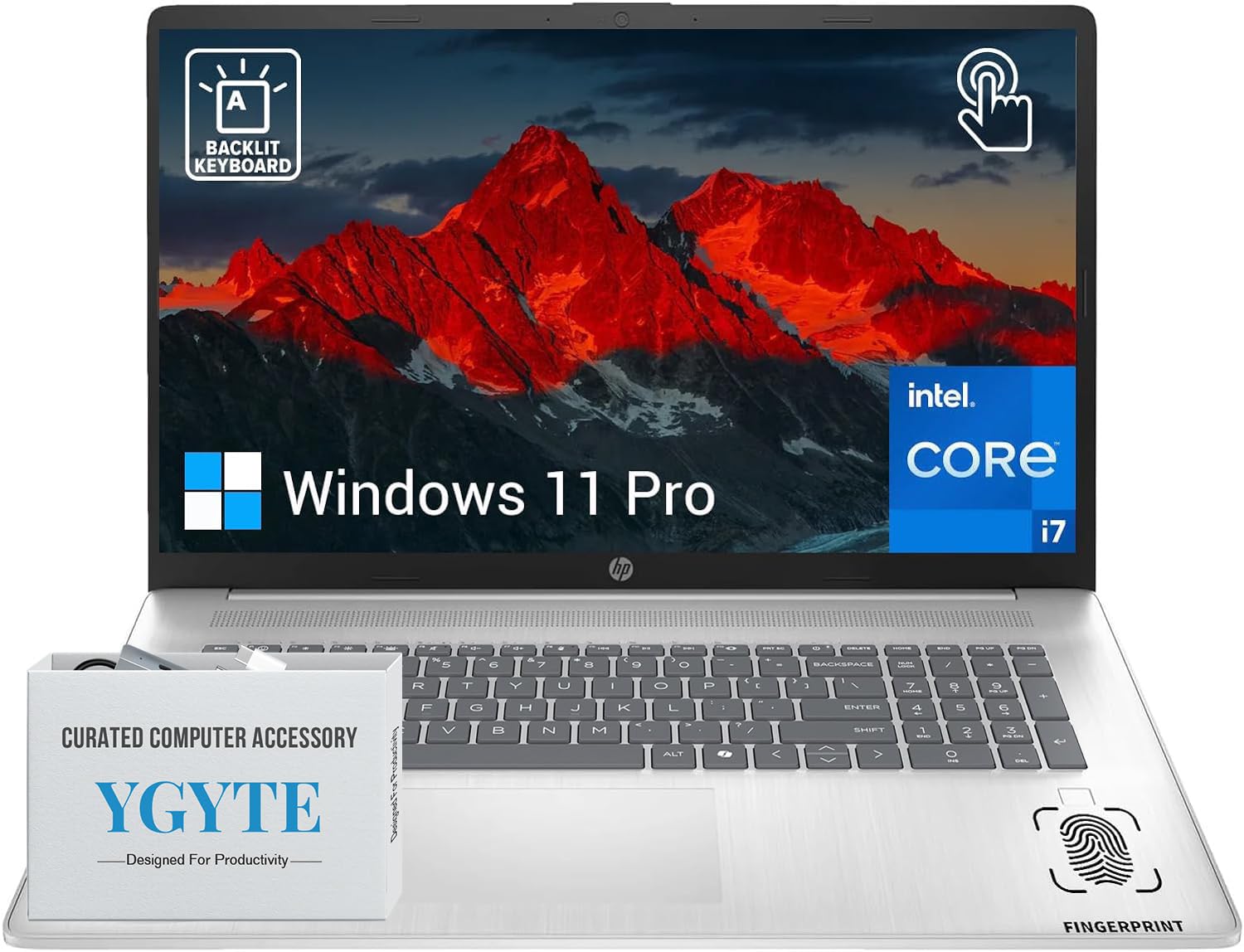 HP 17 Laptop Touchscreen Computer, 17.3" HD+ Touch Screen Business Laptop PC, Intel 10-Core i7, 64GB RAM, 2TB SSD, Windows 11 Pro, Backlit Number Pad, Fingerprint Reader, Wi-Fi 6 - AOP3D tech