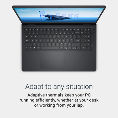 Dell 15 Laptop DC15250-15.6-inch FHD 120Hz Display, Intel Core 3 Processor 100U Processor, 8GB DDR4 RAM, 512GB SSD, Intel UHD Graphics, Windows 11 Home, Onsite Service - Carbon Black - AOP3D tech