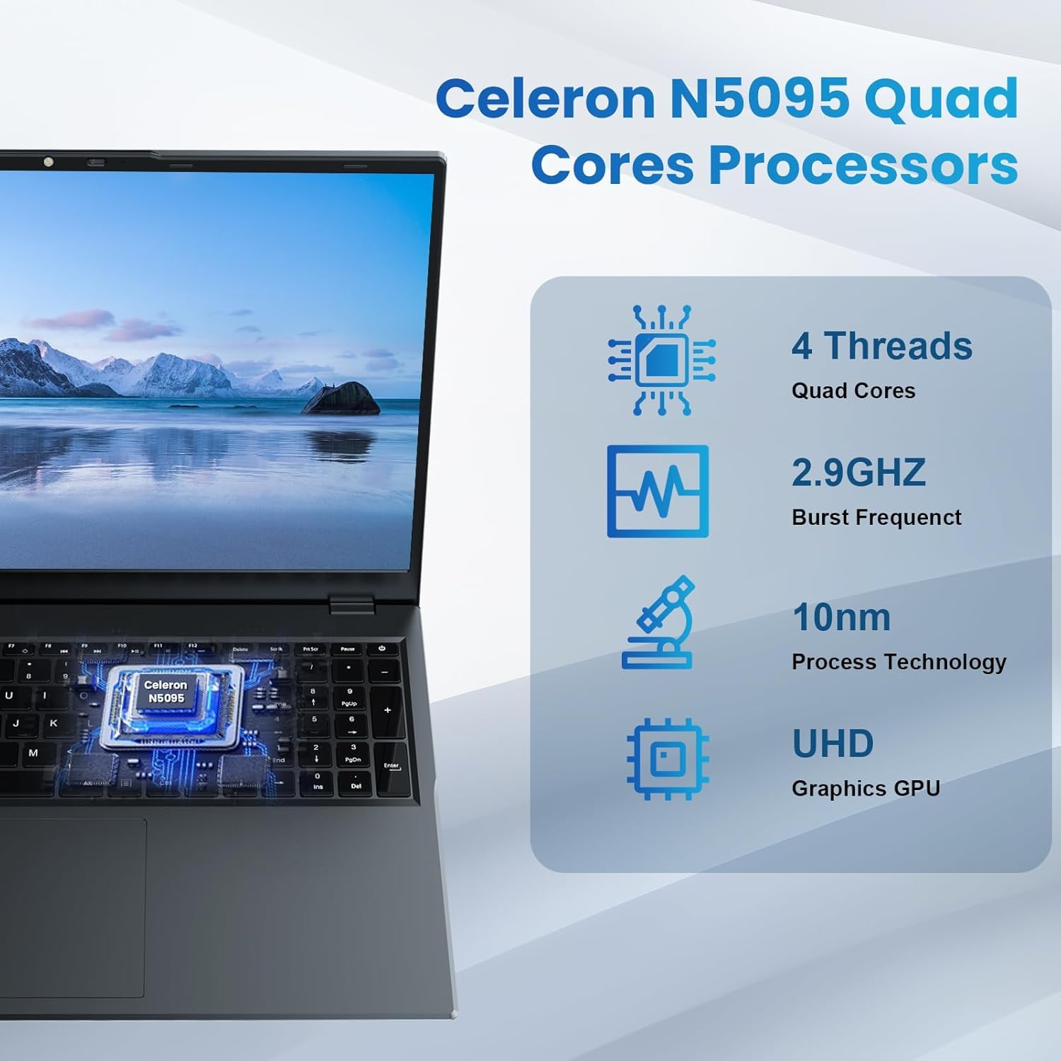 2025 17.6 Inch Laptop Computer with Office 365, 16GB RAM 640GB Storage, N5095 CPU, Windows 11, WiFi 6, Bluetooth 5.2, Backlit keyboard, Portable Thin Business Student Laptops for Work, School, Travel - AOP3D tech