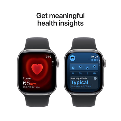 Apple Watch Series 11 [GPS 42mm] Smartwatch with Space Gray Aluminum Case with Black Sport Band - S/M. Sleep Score, Fitness Tracker, Health Monitoring, Always-On Display, Water Resistant - AOP3D tech