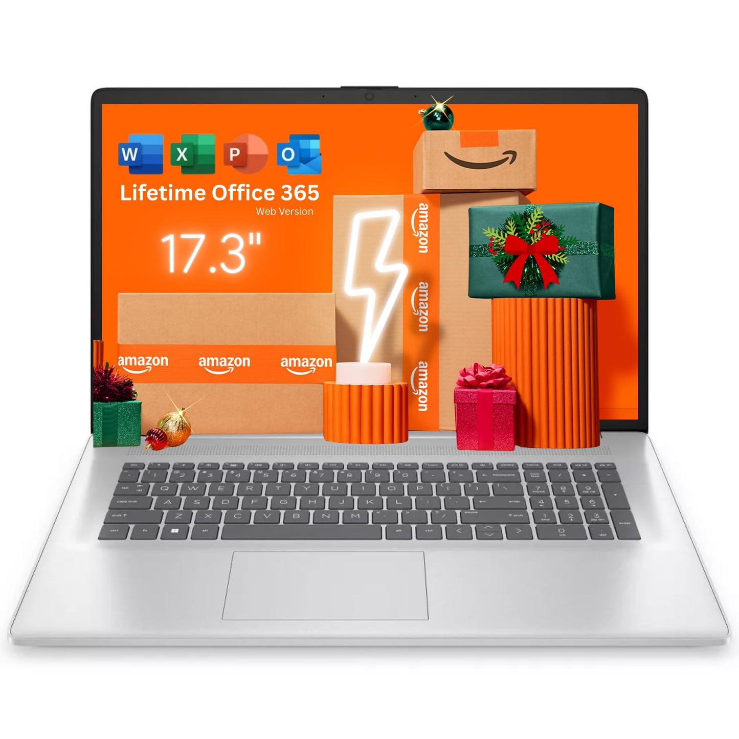 HP 17.3 inch Laptop with Lifetime Office 365 for The Web, Intel 13th 8 Cores i3 CPU (Beat 11th i5), 16GB RAM, 256GB SSD Storage, 10 Key Number Pad, Windows 11, No Mouse - AOP3D tech