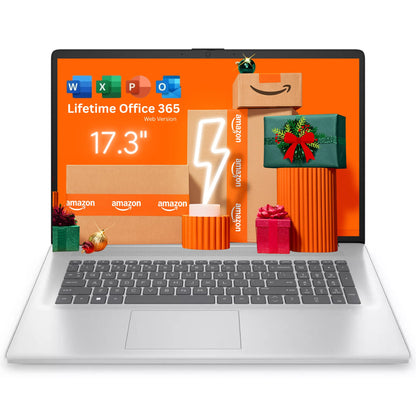 HP 17.3 inch Laptop with Lifetime Office 365 for The Web, Intel 13th 8 Cores i3 CPU (Beat 11th i5), 16GB RAM, 256GB SSD Storage, 10 Key Number Pad, Windows 11, No Mouse - AOP3D tech