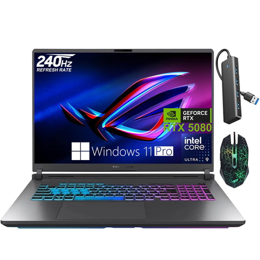 ASUS ROG Strix G18 Laptop, 18" 2.5K 240Hz Gaming Laptops, NVIDIA GeForce RTX 5080, Intel Core Ultra 9 275HX,64GB DDR5 RAM, 8TB SSD, Backlit Keyboard, Wi-Fi 7, Windows 11 Pro - AOP3D tech
