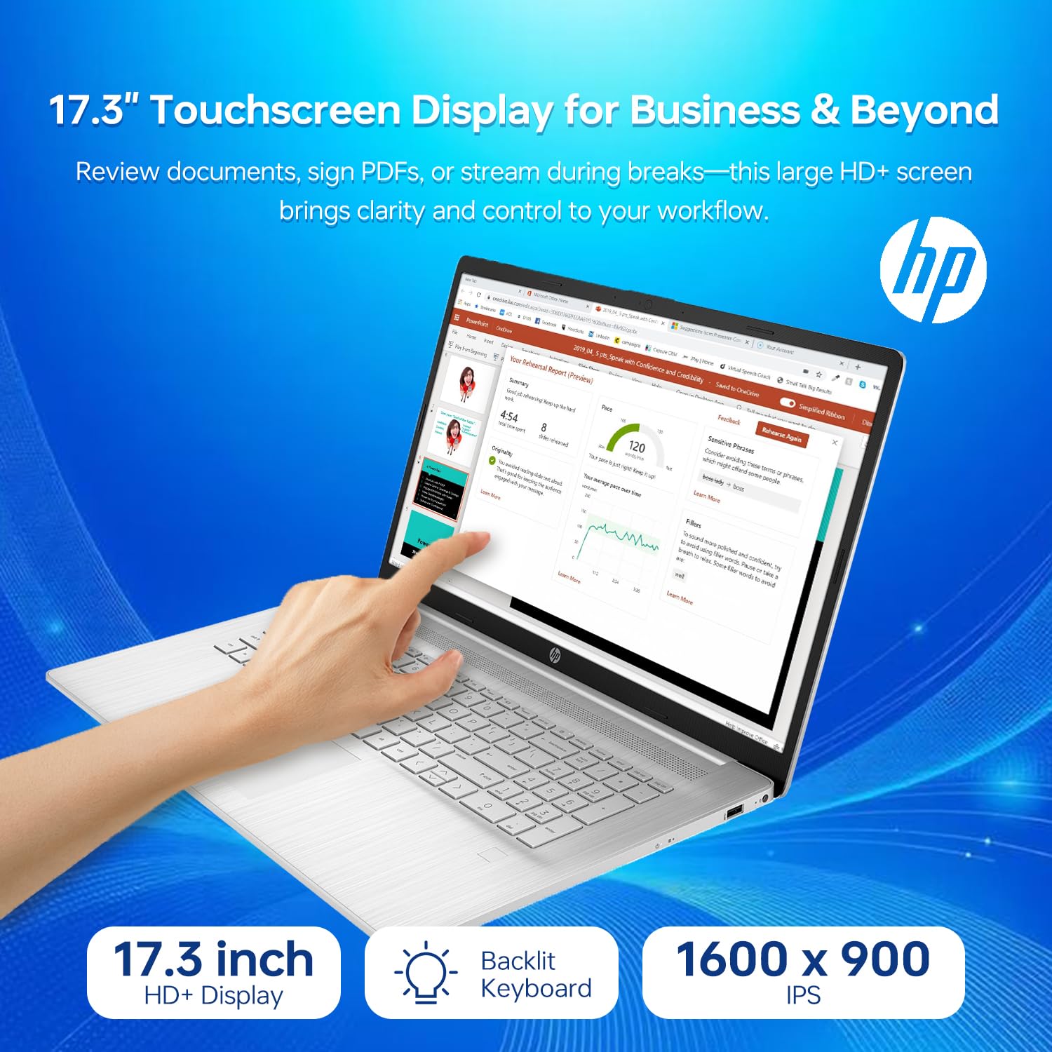 HP 2023 Latest Essential Laptop, 17.3" HD+ Touchscreen, 13th Gen Intel Core i7-1355U, 32GB RAM, 1TB PCIe SSD, Webcam, Backlit KB, FP Reader, Wi-Fi 6, Windows 11 Home - AOP3D tech