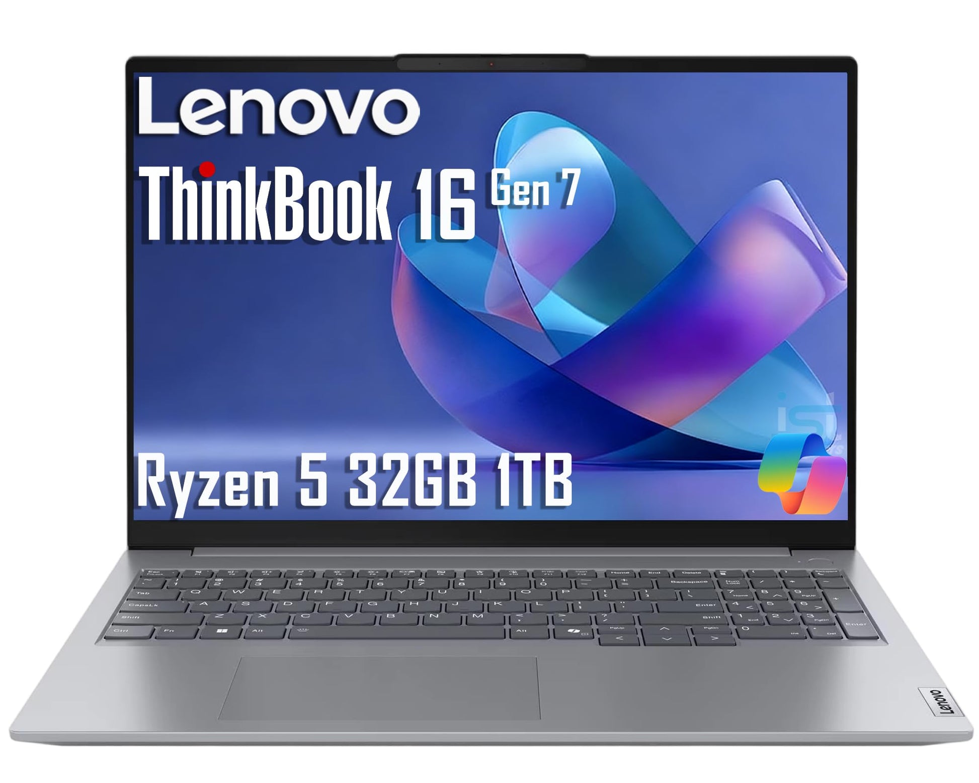 Lenovo ThinkBook 16 Gen 7 Business Laptop (16" FHD+ Anti-Glare, AMD Ryzen 5 7533HS (> i7-1255U), 32GB DDR5 RAM, 1TB SSD), Fingerprint Reader, Webcam, Wi-Fi 6, Ethernet, Win 11 Pro w/ Copilot, Grey - AOP3D tech