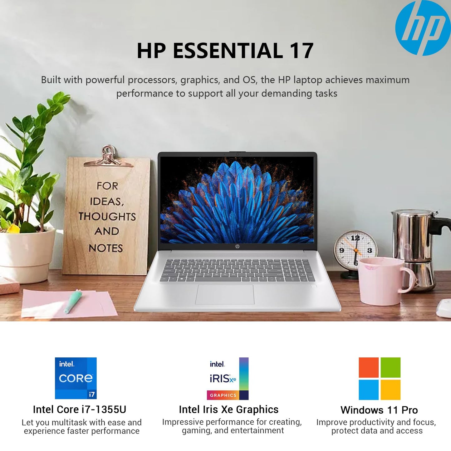 HP 17 Laptop Touchscreen Computer, 17.3" HD+ Touch Screen Business Laptop PC, Intel 10-Core i7, 64GB RAM, 2TB SSD, Windows 11 Pro, Backlit Number Pad, Fingerprint Reader, Wi-Fi 6 - AOP3D tech
