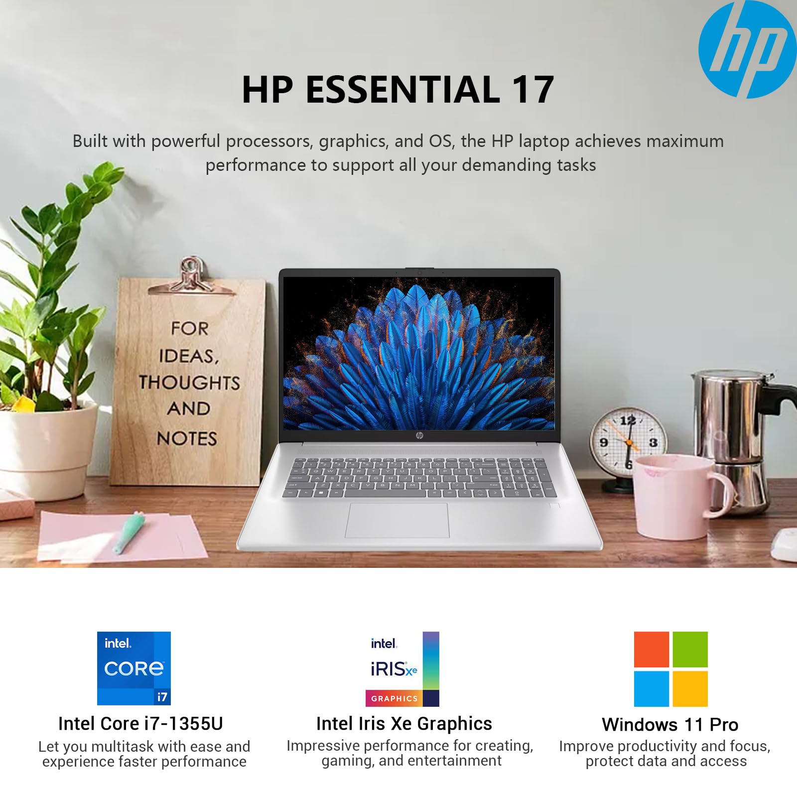 HP 17 Laptop Touchscreen Computer, 17.3" HD+ Touch Screen Business Laptop PC, Intel 10-Core i7, 64GB RAM, 2TB SSD, Windows 11 Pro, Backlit Number Pad, Fingerprint Reader, Wi-Fi 6 - AOP3D tech