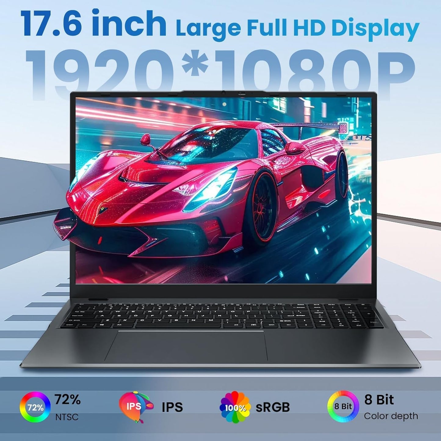 2025 17.6 Inch Laptop Computer with Office 365, 16GB RAM 640GB Storage, N5095 CPU, Windows 11, WiFi 6, Bluetooth 5.2, Backlit keyboard, Portable Thin Business Student Laptops for Work, School, Travel - AOP3D tech