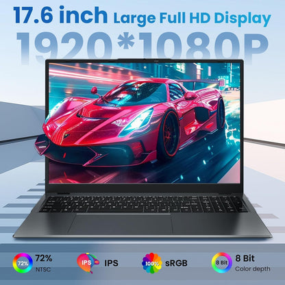 2025 17.6 Inch Laptop Computer with Office 365, 16GB RAM 640GB Storage, N5095 CPU, Windows 11, WiFi 6, Bluetooth 5.2, Backlit keyboard, Portable Thin Business Student Laptops for Work, School, Travel - AOP3D tech